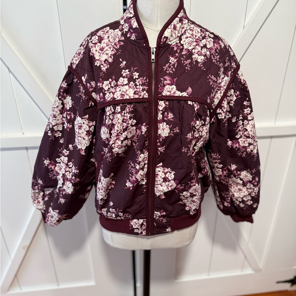 Listicle Burgundy Floral Jacket